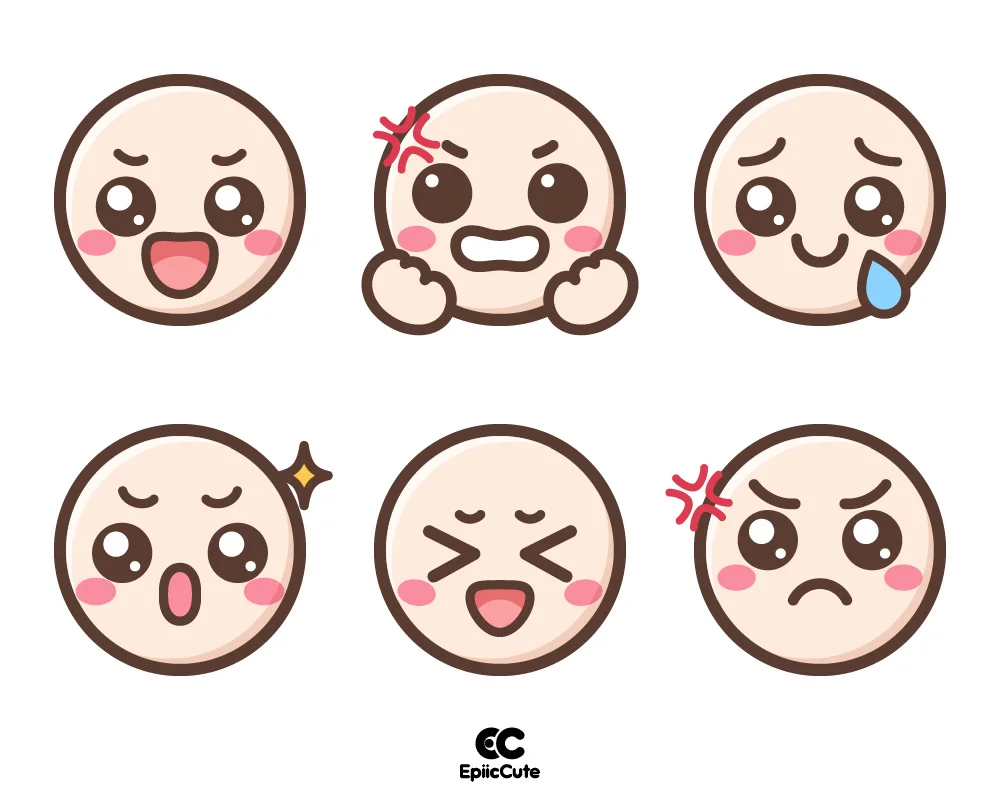 ใบหน้าอีโมจิน่ารักๆ ในอารมณ์ต่างๆ Emoji หน้ากลมแบ๊วๆ หลากหลายอารมณ์